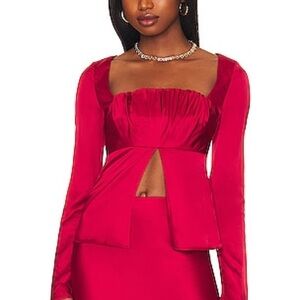 LPA Vibrant Red Long Sleeve Top Cutout